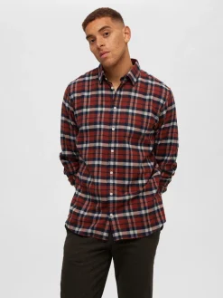 Selected flanelipaita, SLIM OVEN FLANNEL SHIRT Oranssiruutu