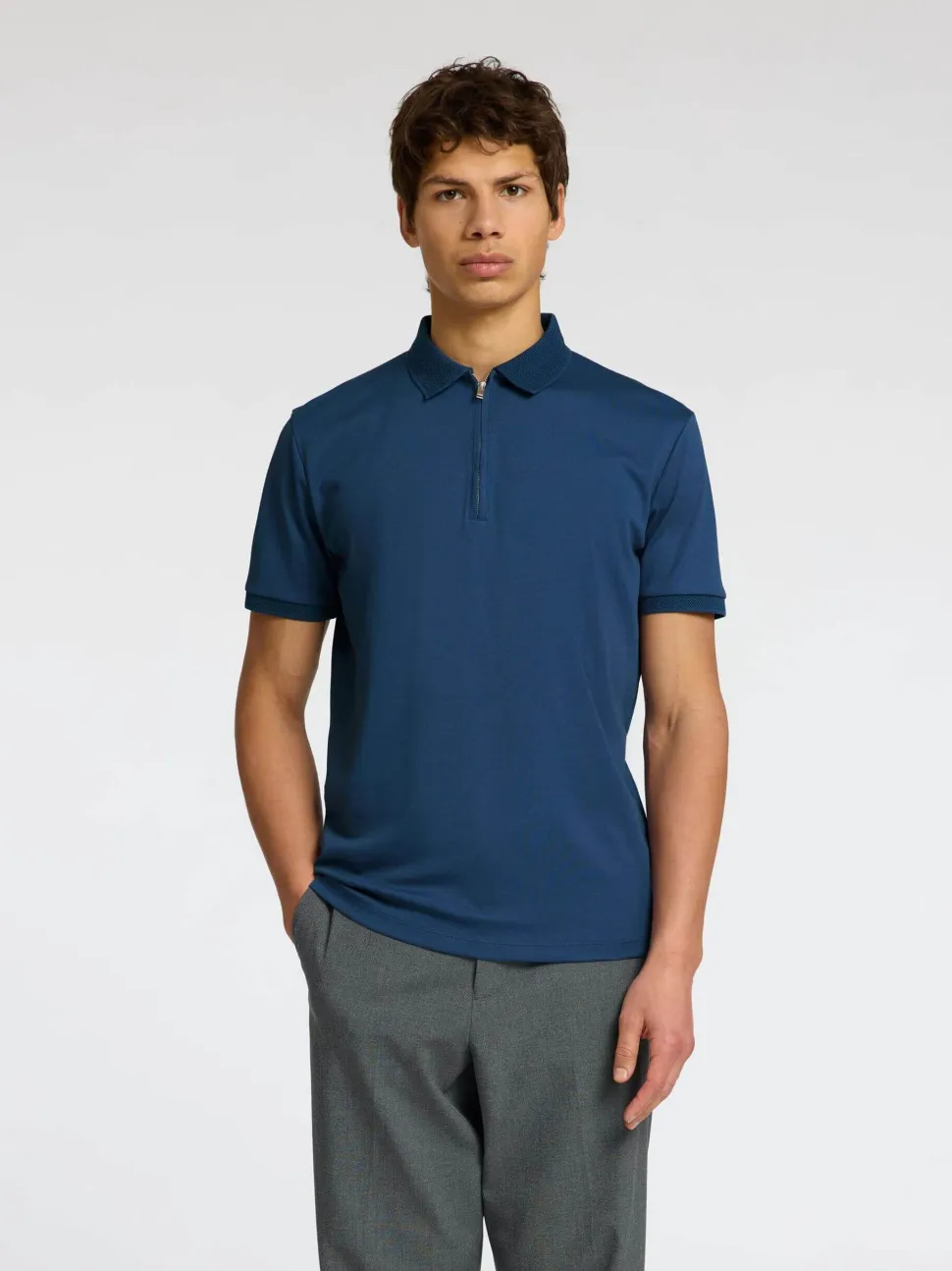 Selected Homme Fave Zip Polo Sininen