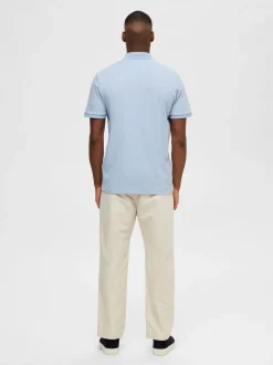Selected Homme Fave Zip Polo Vaaleansininen