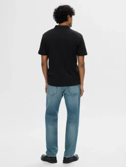 Selected Homme Fave Zip Polo Musta