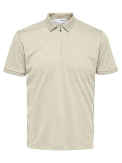 Selected Homme Fave Zip Polo Beige