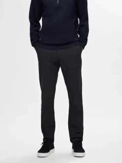 Selected housut, MILES BRUSHED PANTS Tummanharmaa