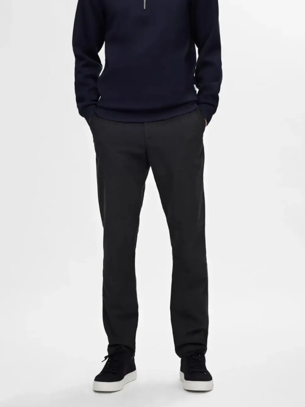 Selected housut, MILES BRUSHED PANTS Tummanharmaa