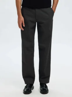 Selected housut, MILES BRUSHED PANTS Dark Grey Structure