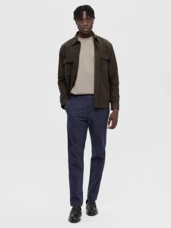 Selected housut, MILES BRUSHED PANTS Navy