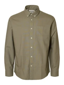 Selected kauluspaita K SLMREGCOLE RICK-OX SHIRT LS, vetiver