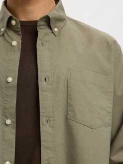 Selected kauluspaita K SLMREGCOLE RICK-OX SHIRT LS, vetiver