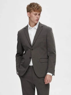 Selected Miesten Bleiseri, SLIM AITOR JERSEY BLAZER NOS Ruskea Kuosi