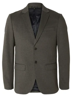 Selected Miesten Bleiseri, SLIM AITOR JERSEY BLAZER NOS Ruskea Kuosi