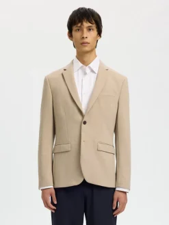 Selected miesten bleiseri SLIM-AITOR Jersey BLZ Flex, hiekka