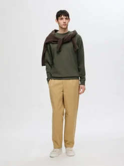 Selected miesten college, MANUEL SOFT CREW NECK Armeijanvihreä