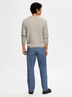 Selected miesten college, MANUEL SOFT CREW NECK Beige