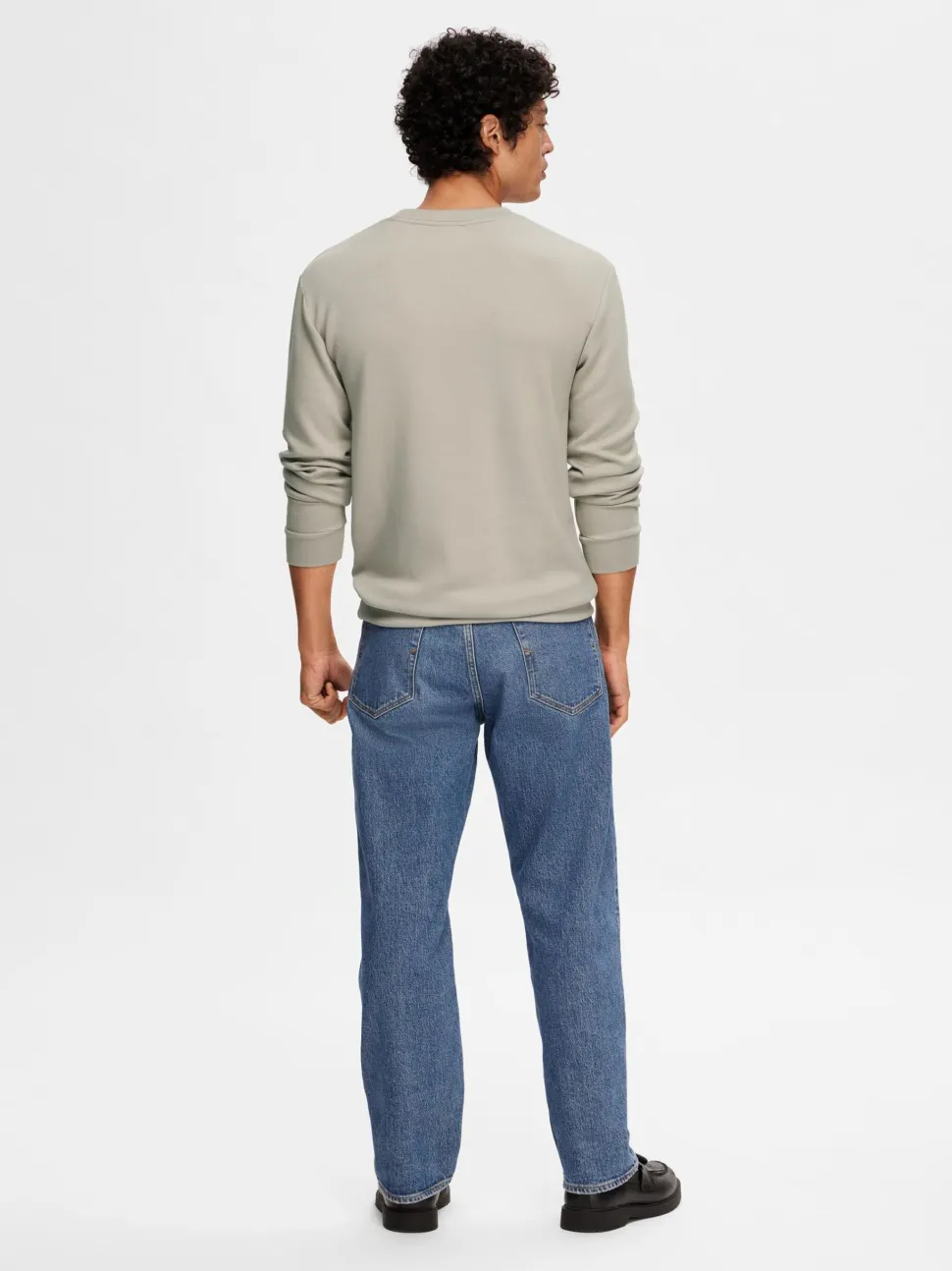 Selected miesten college, MANUEL SOFT CREW NECK Beige