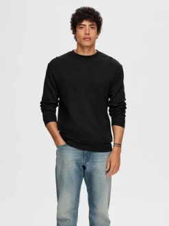Selected miesten college, MANUEL SOFT CREW NECK Musta