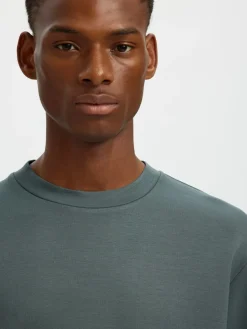 Selected miesten collegepaita MANUEL SOFT CREW NECK, Balsam Green