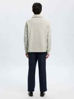 Selected miesten collegepaita K ARON LS Half Zip Sweat, vaaleanharmaa