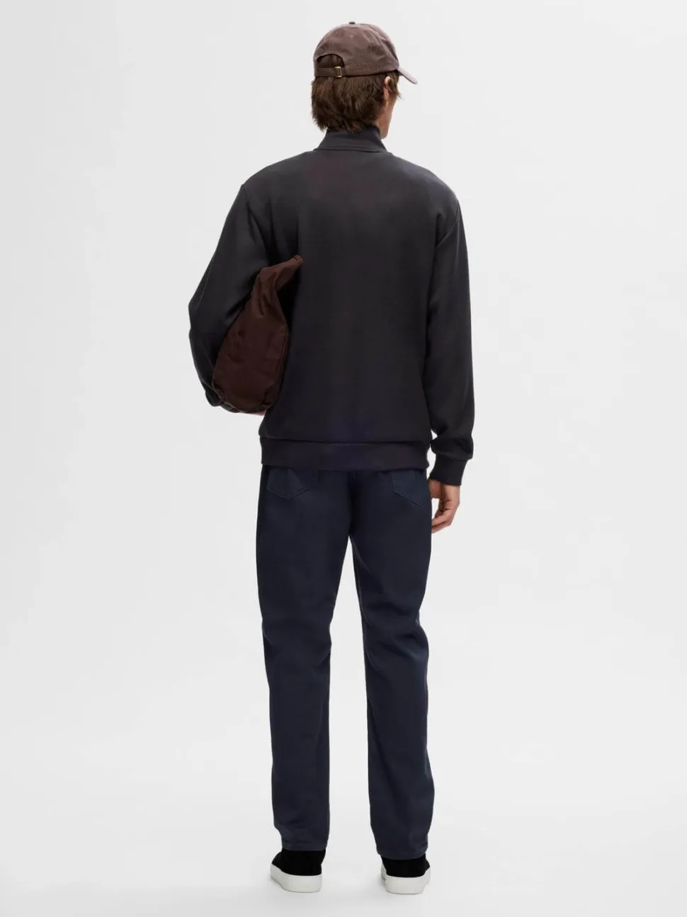 Selected miesten collegepusero, MANUEL SOFT ZIP HIGH NEW SWEAT Musta