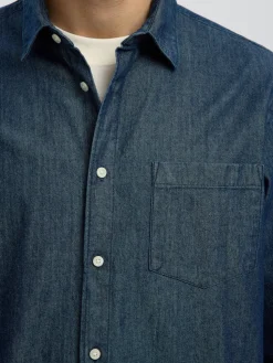 Selected miesten farkkupaita REG CARLO DENIM LS SHIRT NOOS, Dark Blue Denim