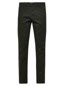 Selected, Miesten Housut, NEW MILES FLEX CHINO NOS Armeijanvihreä