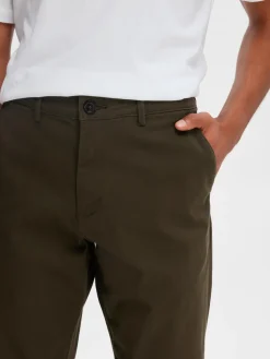 Selected, Miesten Housut, NEW MILES FLEX CHINO NOS Armeijanvihreä