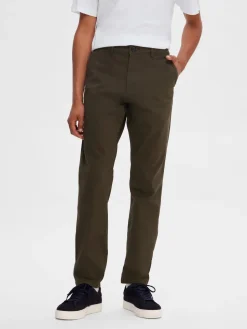 Selected, Miesten Housut, NEW MILES FLEX CHINO NOS Armeijanvihreä