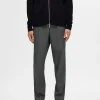 Selected miesten housut, REG TAPRED LEROY PLEAT Dark Grey Checks