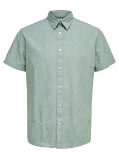 Selected Miesten Kauluspaita NEW LINEN SHIRT Vihreä