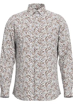 Selected Miesten Kauluspaita, SLIM PERFORMANCE AOP SHIRT Bright White Blue Floral
