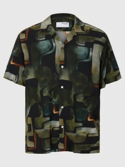 Selected miesten kauluspaita, RELAX VERO SHIRT AOP Kuosi, Vihreä