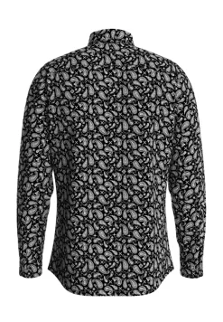 Selected Miesten Kauluspaita, SLIM PERFORMANCE AOP SHIRT Musta Kuosi