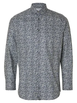 Selected Miesten Kauluspaita Ethan Aop Shirt Nos Sininen Kuosi