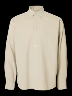 Selected Miesten Kauluspaita K REG DANNI CORD BD LS SHIRT Moonstruck