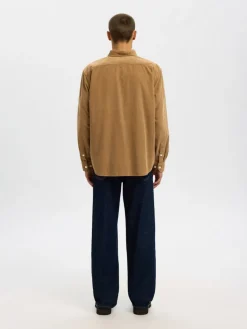 Selected Miesten Kauluspaita K REG DANNI CORD BD LS SHIRT Kelp