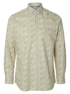 Selected miesten kauluspaita, SLIM SOHO ETHAN AOP SHIRT Ruskea Kuosi