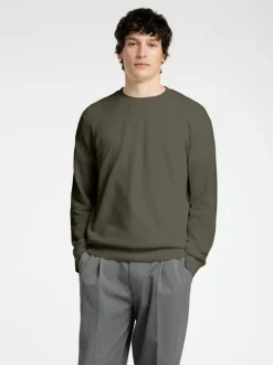 Selected miesten neule, MORA LS KNIT STRUCTURE CREW NECK Vihreä