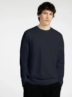 Selected miesten neule, MORA LS KNIT STRUCTURE CREW NECK Tummansininen