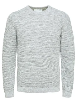 Selected Miesten Neule, Vince Bubble Crew Vaaleanharmaa