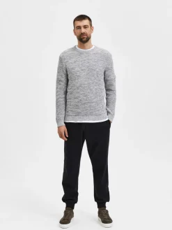 Selected Miesten Neule, Vince Bubble Crew Vaaleanharmaa