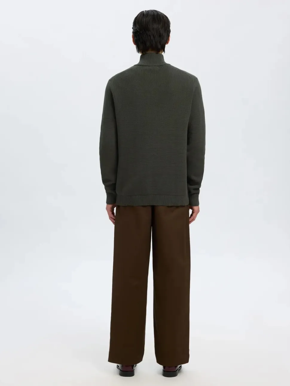 Selected Miesten Neulepusero, DANE LS KNIT STRUCTURE HALF ZIP Deep Forest