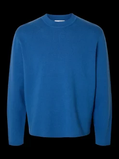 Selected miesten neulepusero, MIKE LS KNIT RELAXED MOCK NECK Set Sail