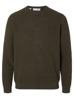 Selected Miesten Neulepusero, ROSS LS KNIT STRUCTURE NOS ORGANIC COTTO Armeijanvihreä