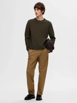 Selected Miesten Neulepusero, ROSS LS KNIT STRUCTURE NOS ORGANIC COTTO Armeijanvihreä