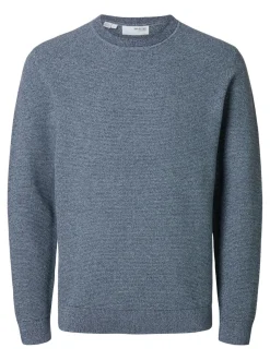 Selected Miesten Neulepusero, ROSS LS KNIT STRUCTURE NOS ORGANIC COTTO Sininen