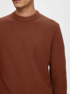 Selected Miesten Neulepusero, K THIM STRUCTURE CREW Keskiruskea