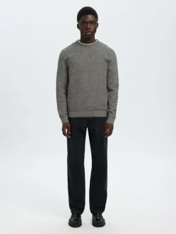 Selected Miesten Neulepusero, ROSS LS KNIT STRUCTURE NOS ORGANIC COTTO Black Moonstruck Twi