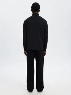 Selected miesten neulepusero K DANE LS KNIT STRUCTURE ROLLNECK NOS, navy