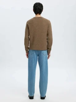 Selected Miesten Neulepusero, ROSS LS KNIT STRUCTURE NOS ORGANIC COTTO Demitasse Melange