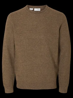 Selected Miesten Neulepusero, ROSS LS KNIT STRUCTURE NOS ORGANIC COTTO Demitasse Melange