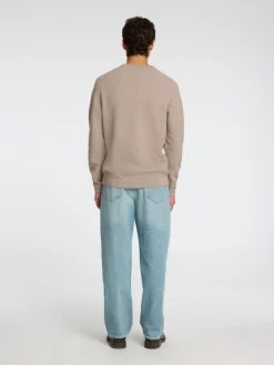 Selected Miesten Neulepusero ROSS LS KNIT STRUCTURE NOS ORGANIC COTTO, Oatmeal Greige