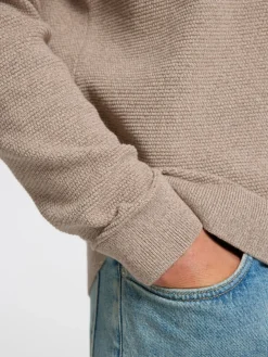 Selected Miesten Neulepusero ROSS LS KNIT STRUCTURE NOS ORGANIC COTTO, Oatmeal Greige